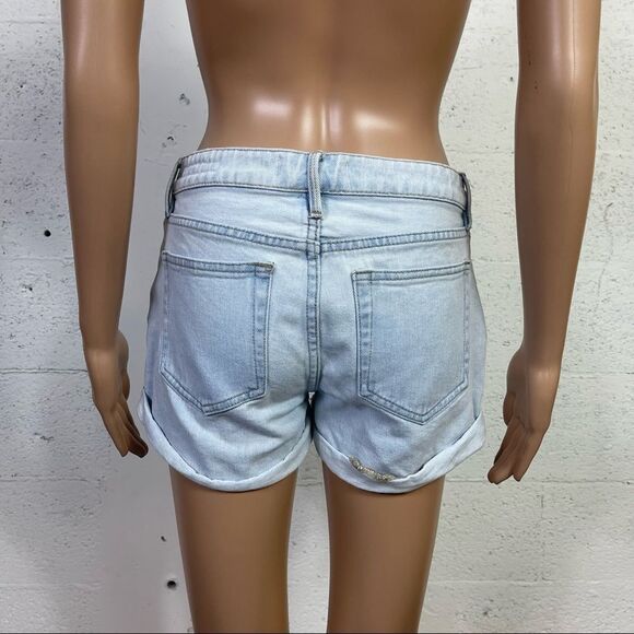 Pacsun Girlfriend 90’s Y2K Light Wash Blue Denim Distressed Cut Off  Shorts 24 - Picture 5 of 10